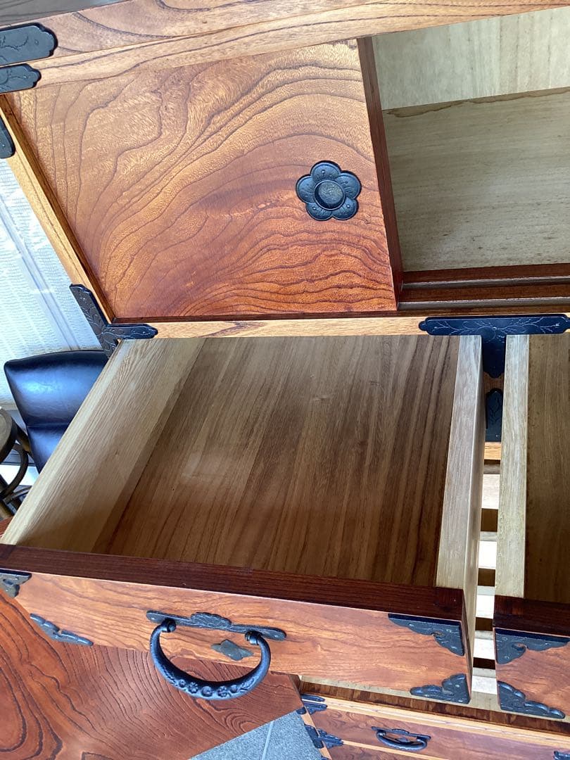 時代箪笥　民芸箪笥　装飾金具　和箪笥　欅　整理箪笥