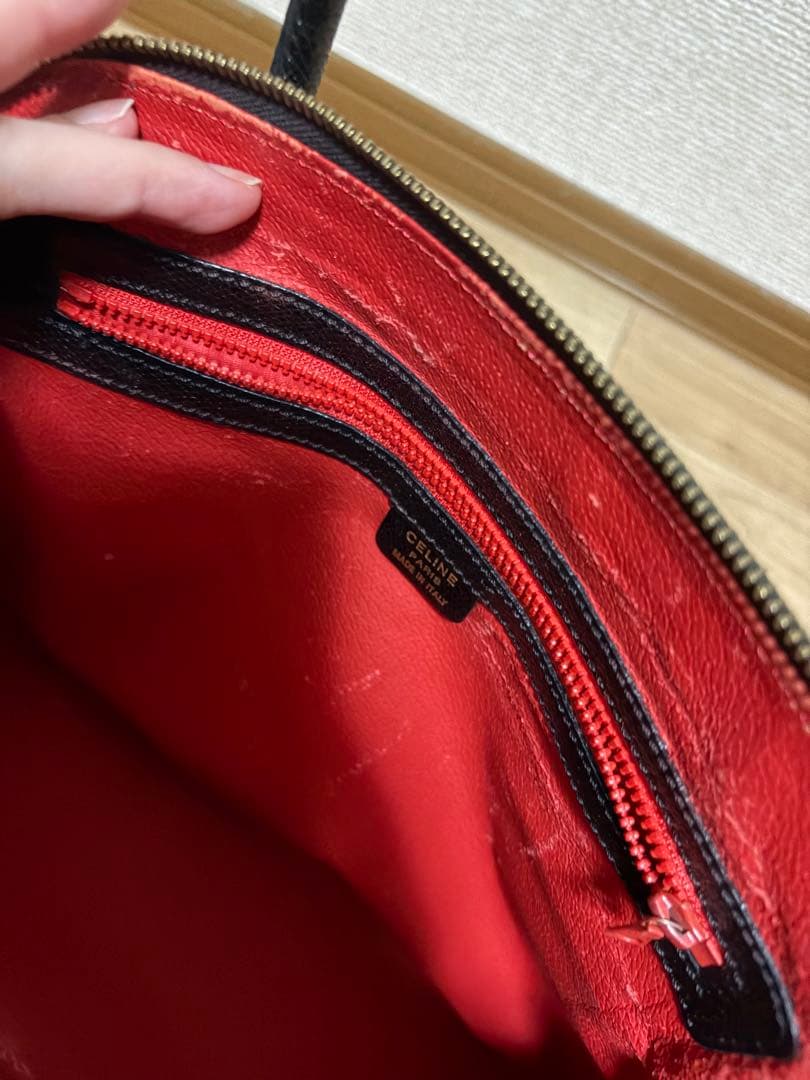 オールドセリーヌ CELINE ボリード レザー ハンドバッグ 黒 ブラック