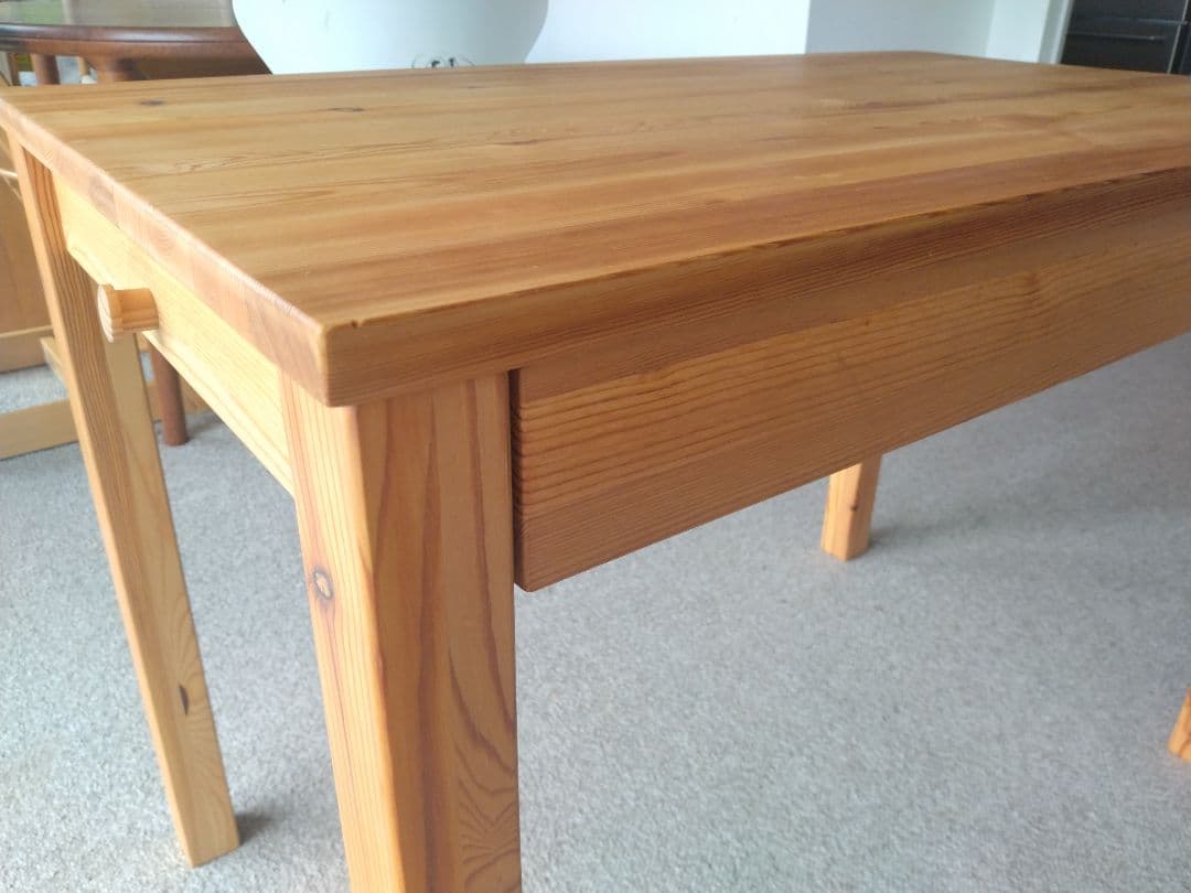 MUJI/無印良品 パイン材デスク100cm引出し付/ワークテーブル/学習机