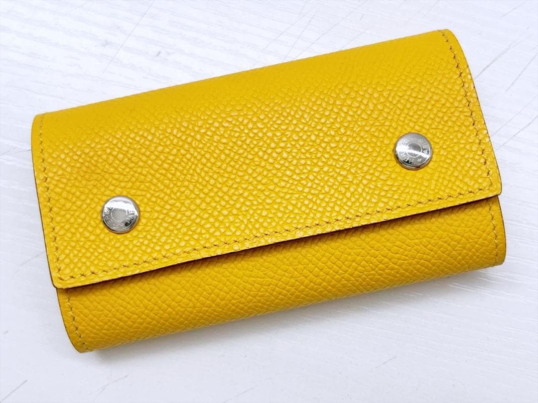 ほぼ未使用　エルメス　エチュイクレ4　キーケース　エプソン　イエロー　□M