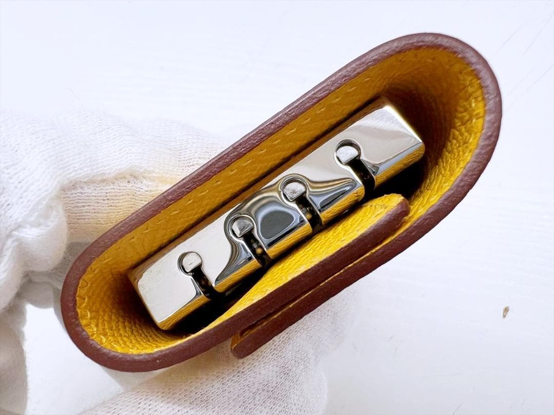 ほぼ未使用　エルメス　エチュイクレ4　キーケース　エプソン　イエロー　□M