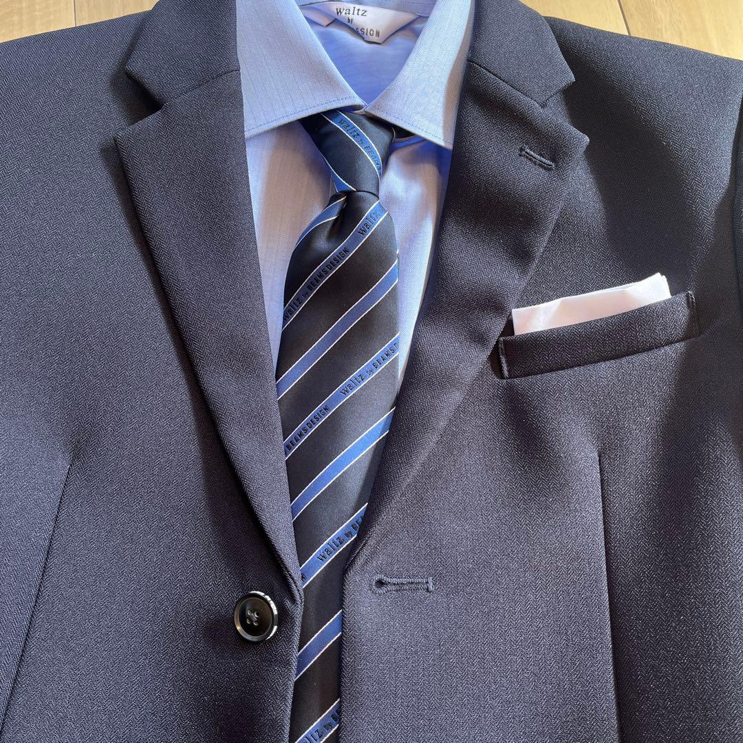 【美品】 ワルツバイビームスデザイン 160 ネイビー 卒業式 結婚式