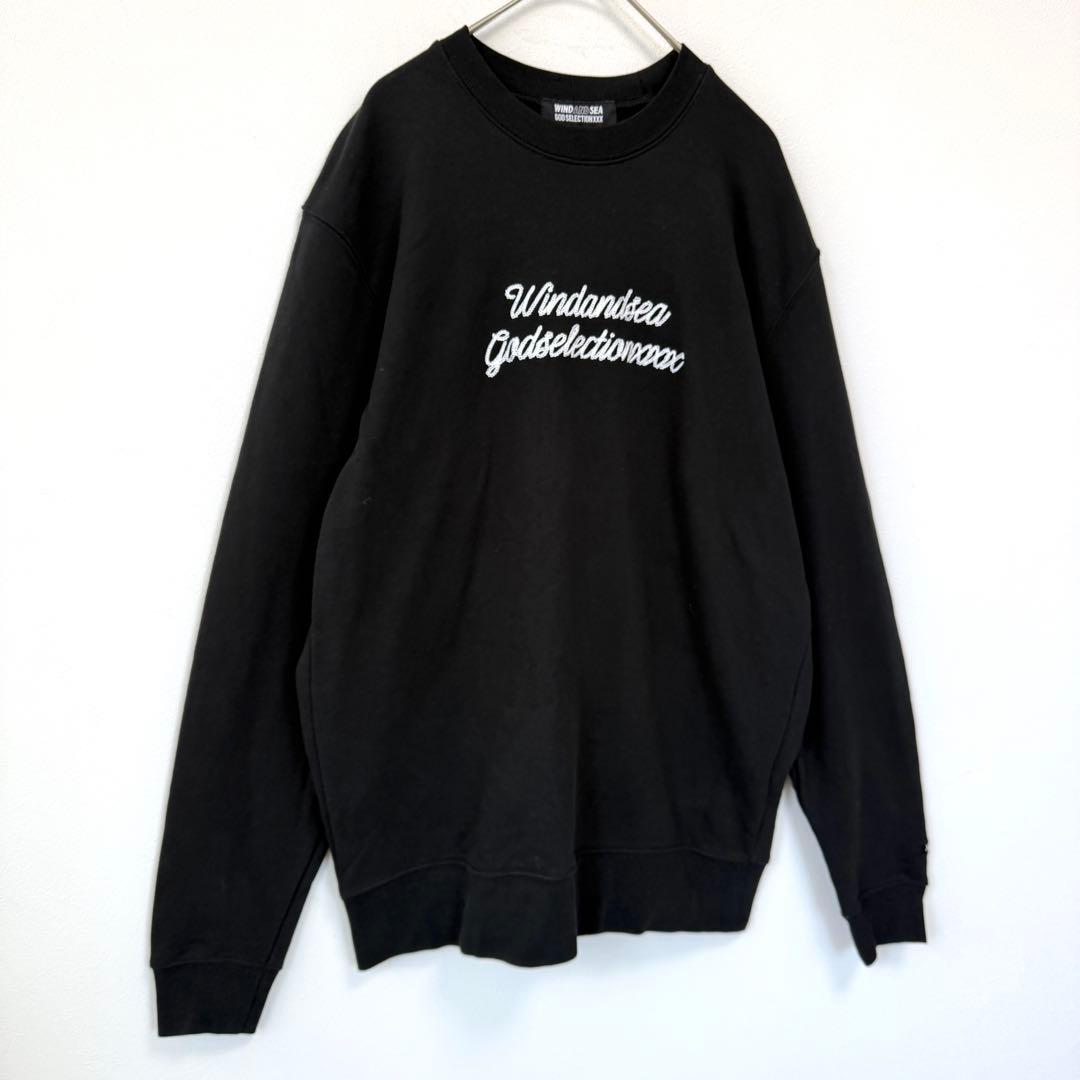 【美品✨】ウィンダンシー×ゴッドセレクション 背面パイルロゴ スウェット 黒 S