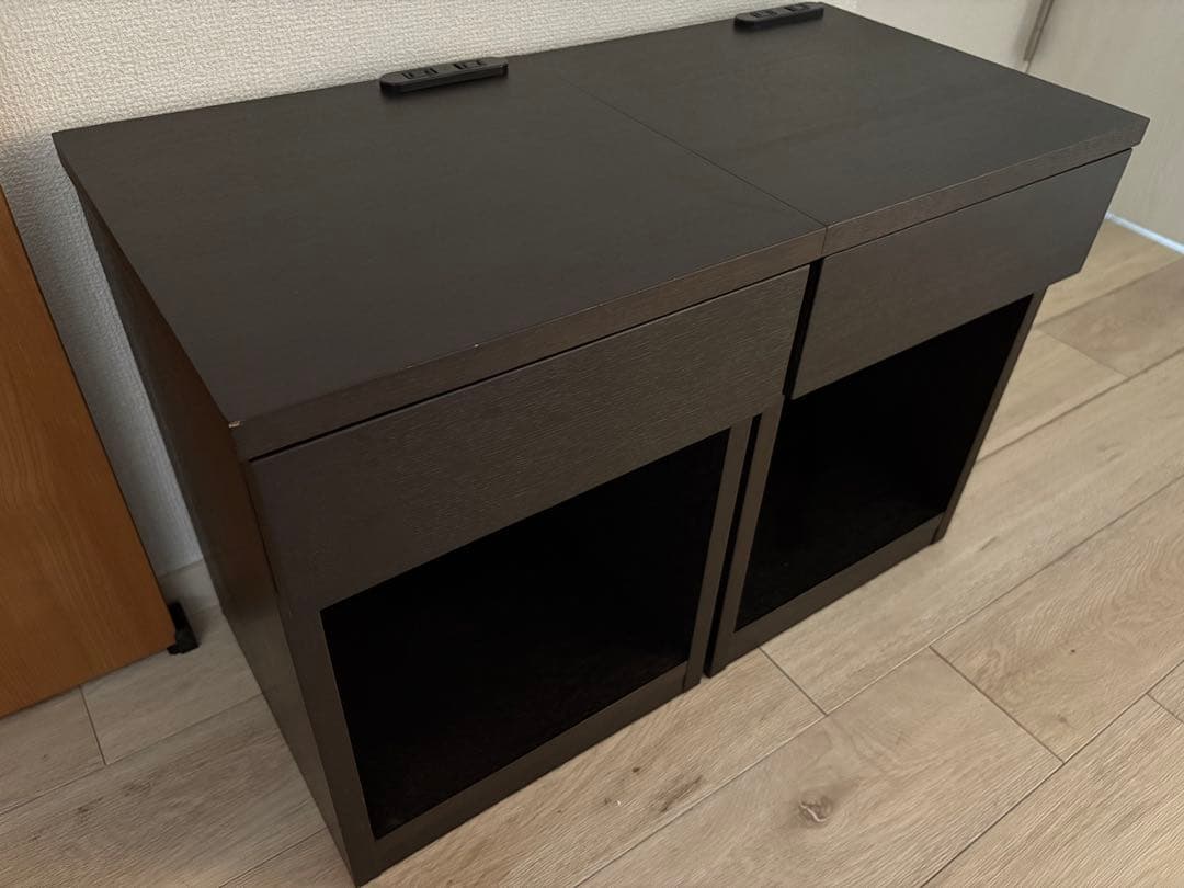 関家具ベッドサイドテーブル ナイトシェルフ 幅35cm ブラウン