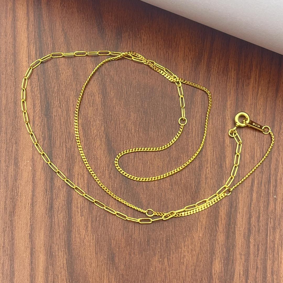 K18金 ロングチェーンネックレス 約45cm