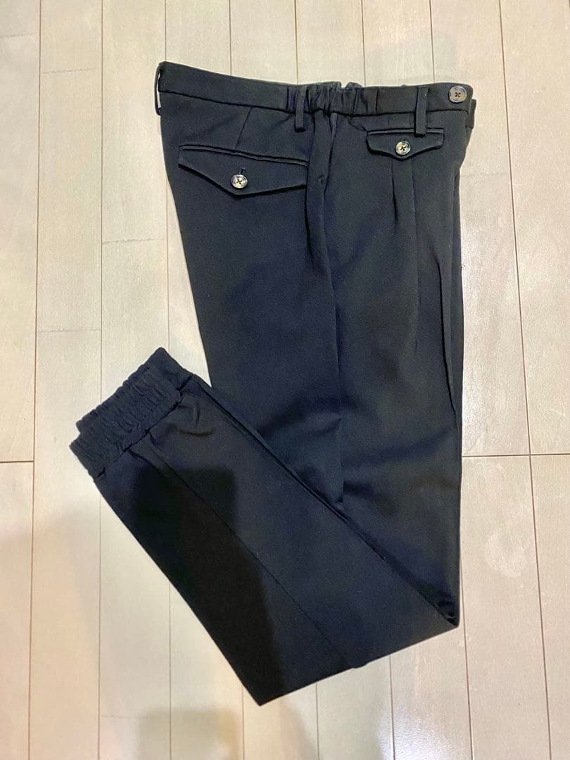 試着程度ジュンハシモト　ジョガーパンツ　ツープリーツ永久クリース46 ブラック