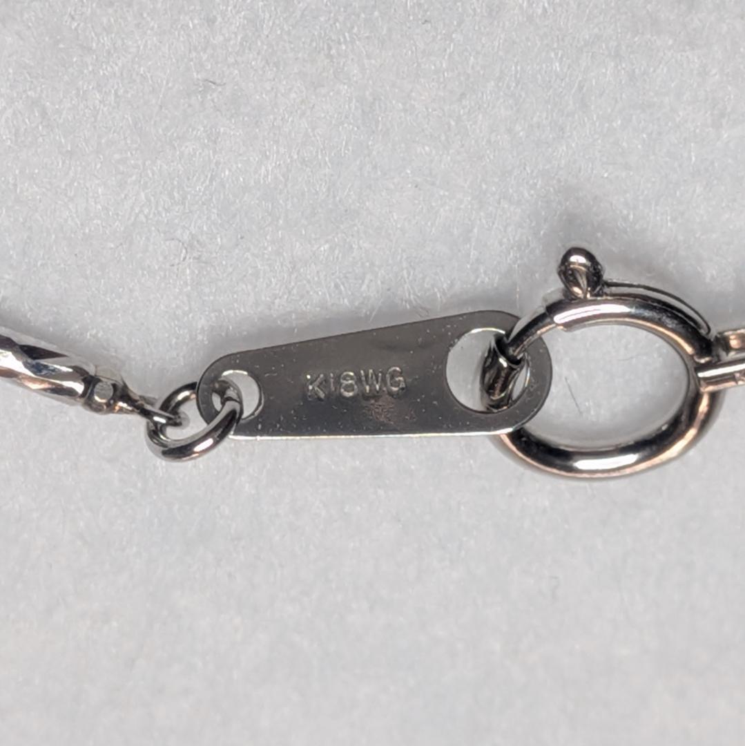 K18WG アコヤ真珠 シャイニーカットオメガネックレス