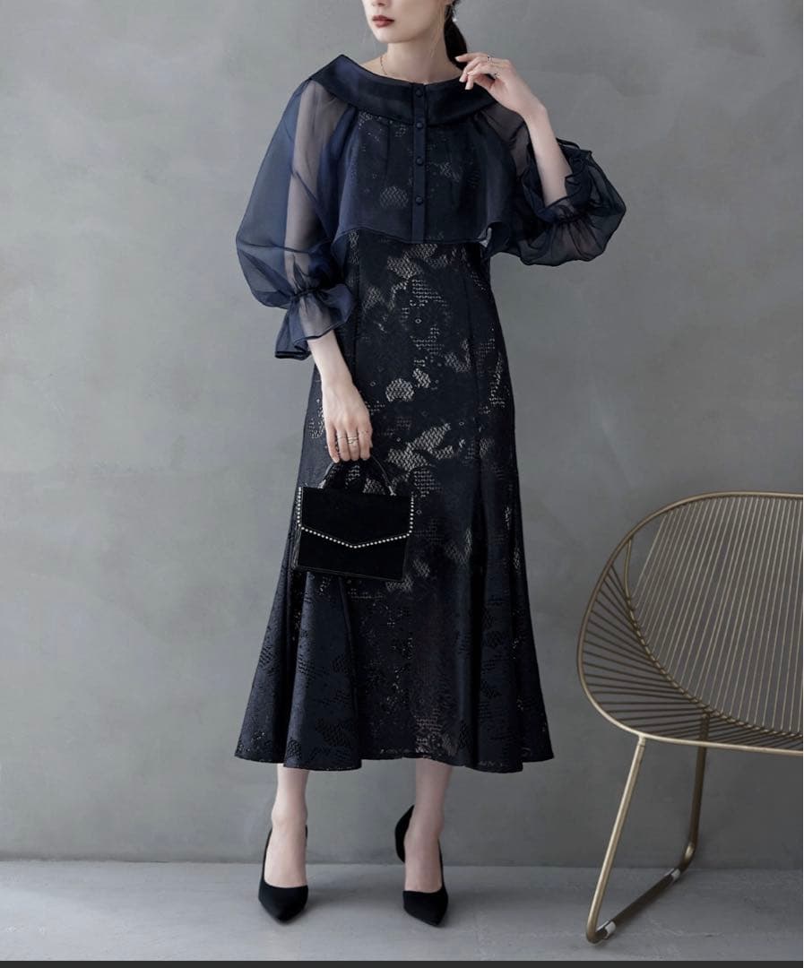 【美品】etoll. シアーブラウス&マーメイドキャミソールパーティードレス