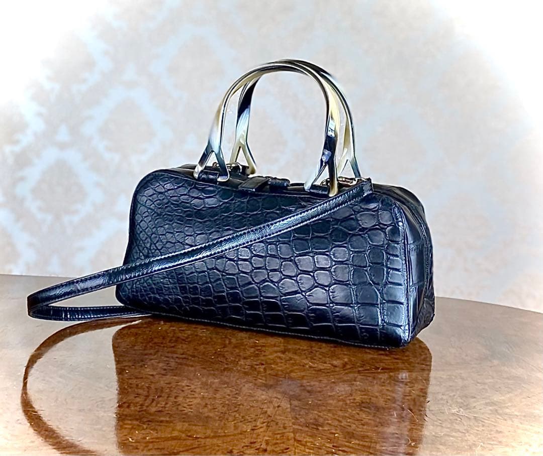 2点おまとめ特価　バッファローホーンイタリア製 2way クロコダイル バッグ