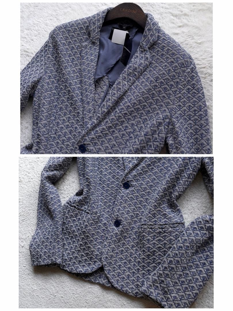 【新品未使用タグ付き】エンポリオアルマーニ ニットテーラードジャケット 総柄 M