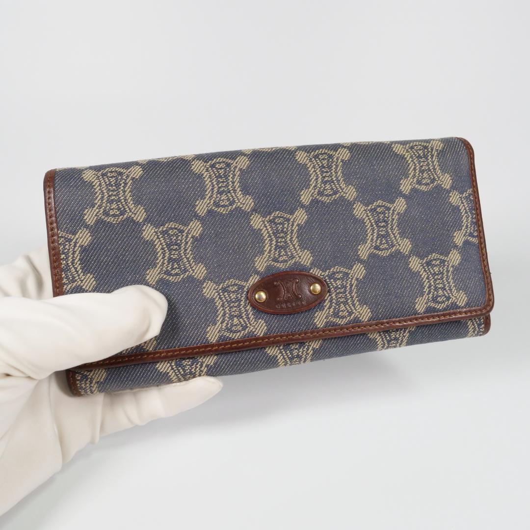 美品✨セリーヌ celine 長財布 マカダム デニム