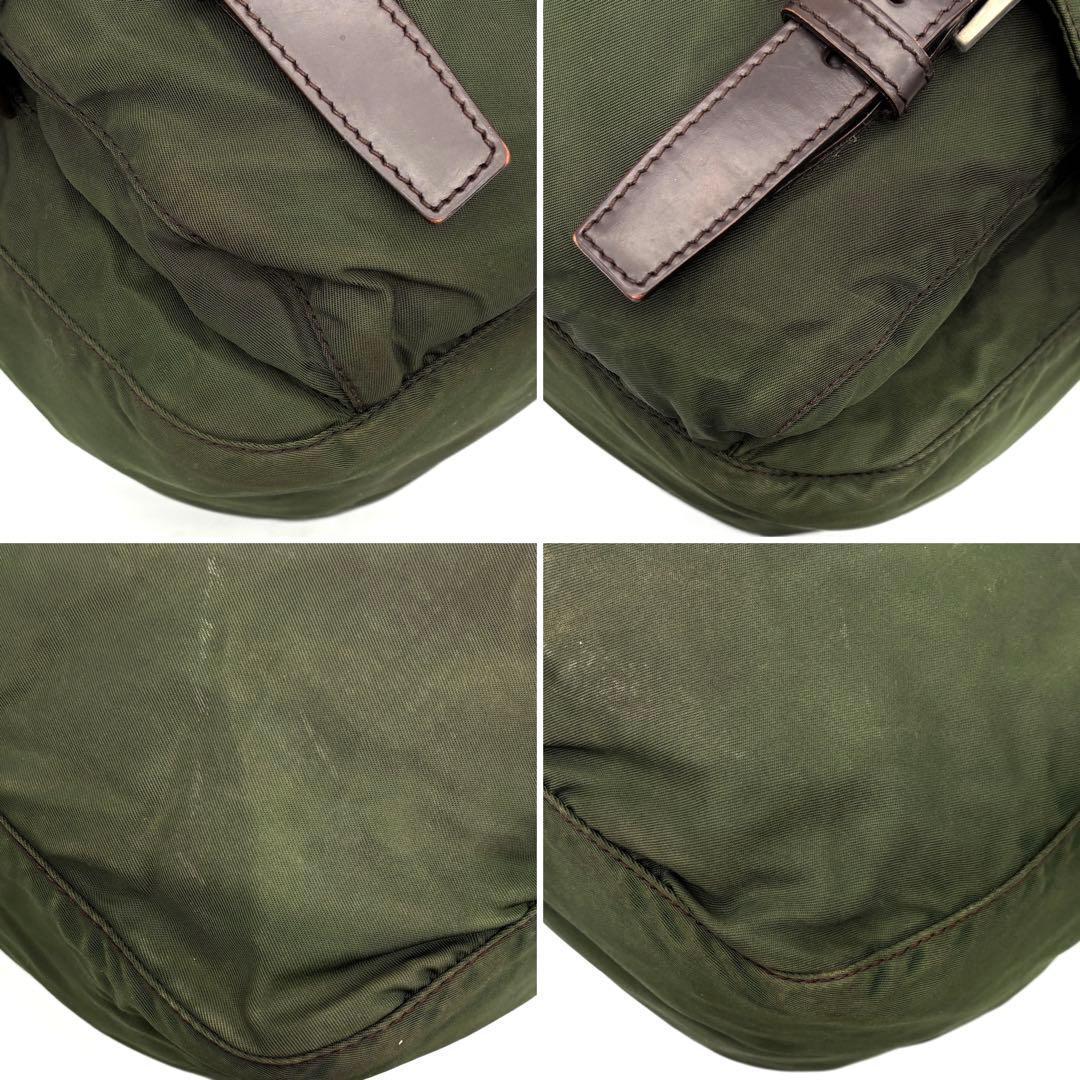 正規品 プラダ ショルダーバッグ 三角ロゴ 白タグ付 フラップ メンズ カーキ