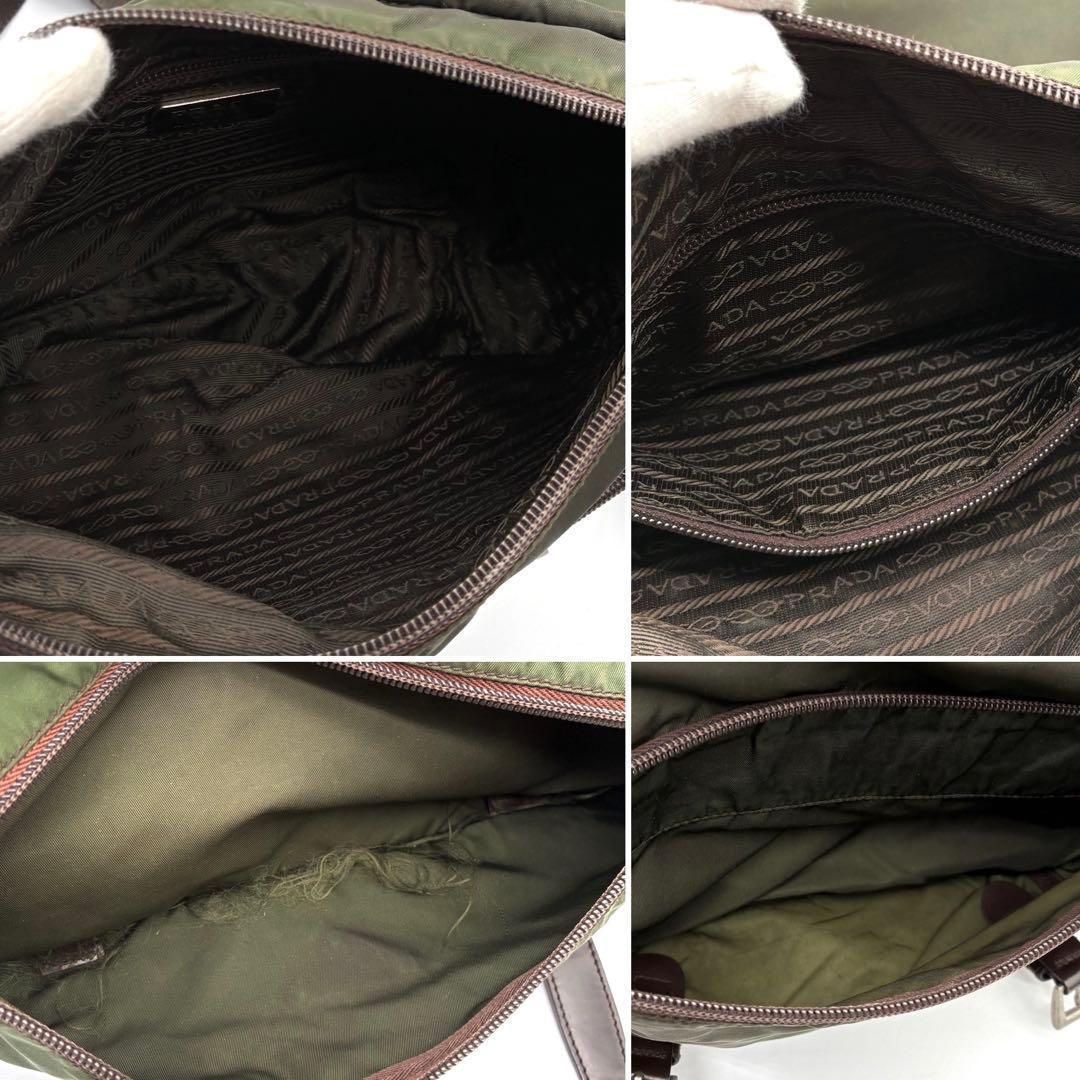 正規品 プラダ ショルダーバッグ 三角ロゴ 白タグ付 フラップ メンズ カーキ