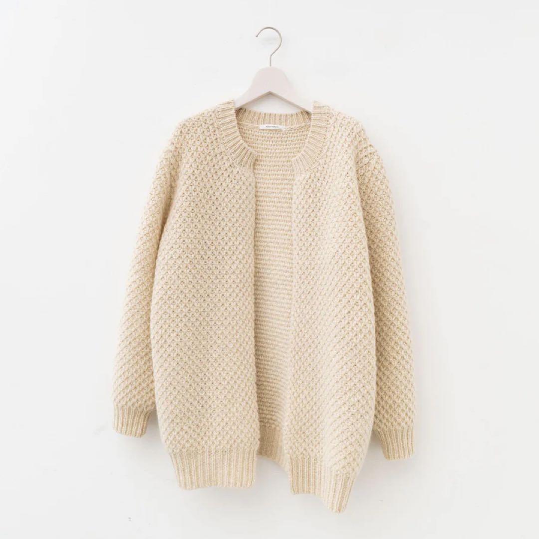 トップス ANSPINNEN / Crew neck Waffle Cardigan