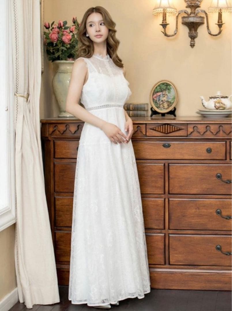 【ERUKEI/エルケイ】白/レース/マキシドレス/Aライン/ロングドレス/M