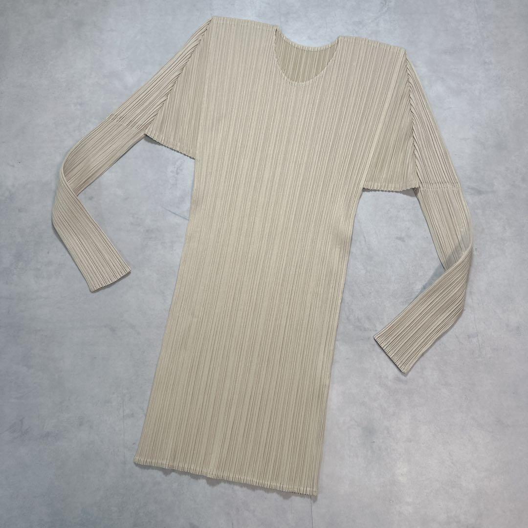PLEATS PLEASE プリーツプリーズ 長袖 カットソー ベージュ 4