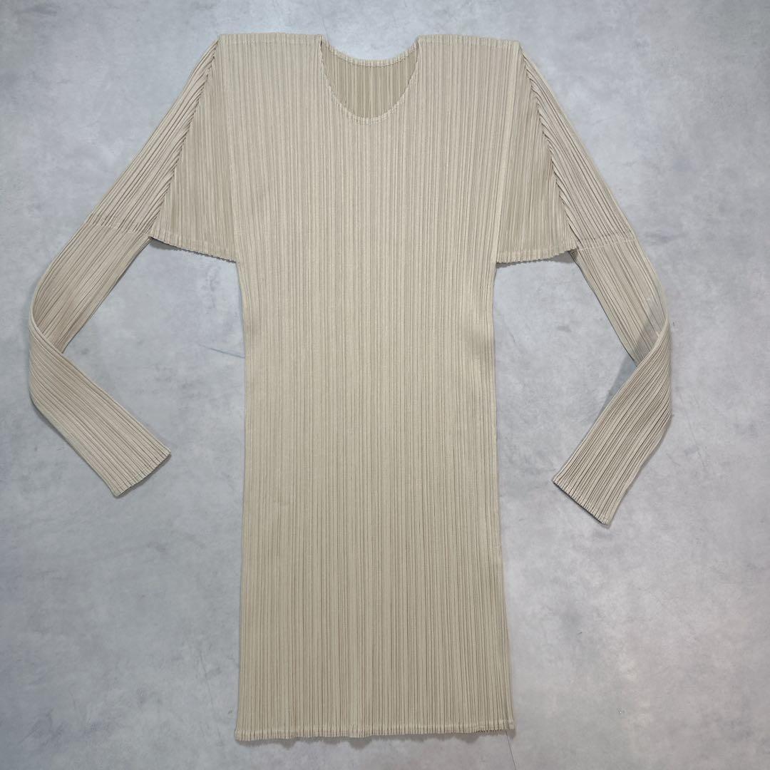 PLEATS PLEASE プリーツプリーズ 長袖 カットソー ベージュ 4