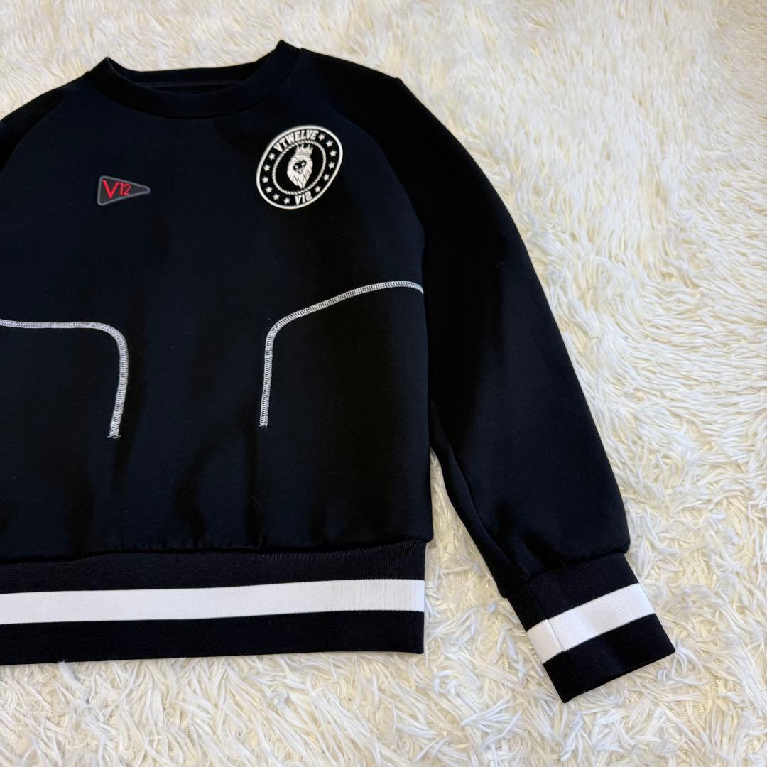 【V12】美品 ダンボールニット ブラック 1サイズ レディース ワッペン