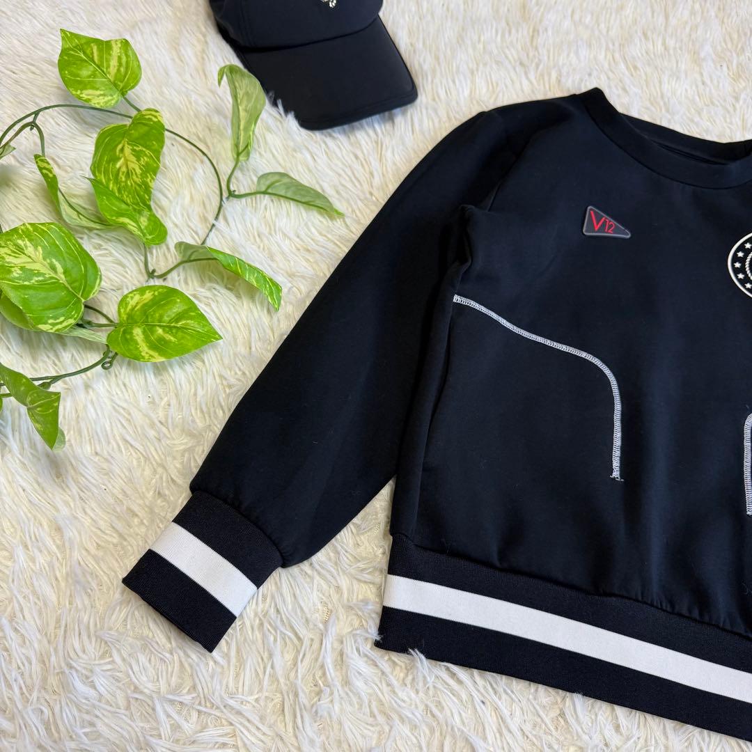 【V12】美品 ダンボールニット ブラック 1サイズ レディース ワッペン