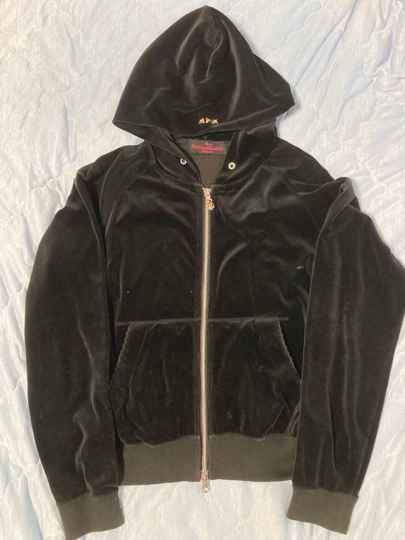 ヒステリックグラマー スカル スダッズ　ベロア　パーカー　GO AHEAD