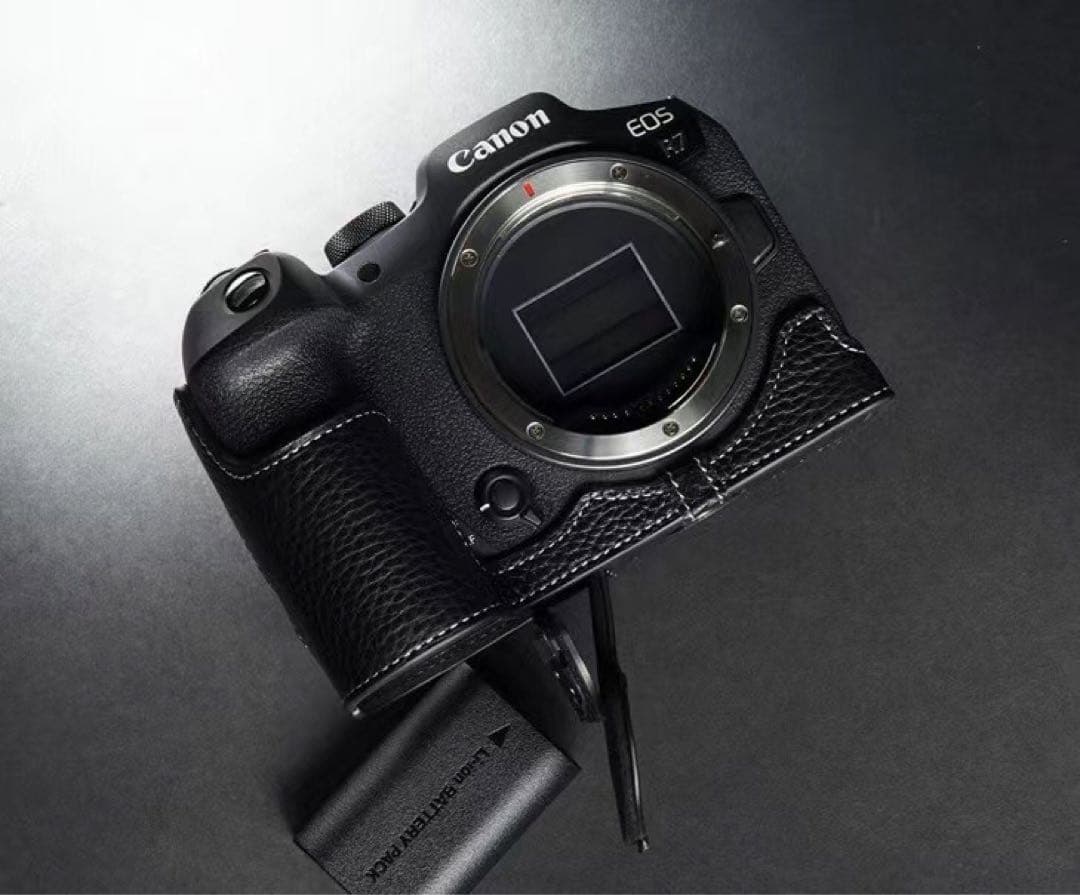 本革 新品 Canon キャノン EOS R7用 本革カメラケース ブラック