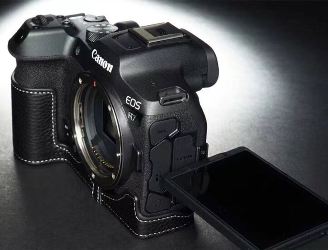 本革 新品 Canon キャノン EOS R7用 本革カメラケース ブラック