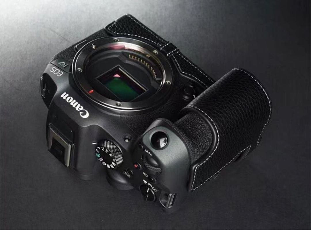 本革 新品 Canon キャノン EOS R7用 本革カメラケース ブラック