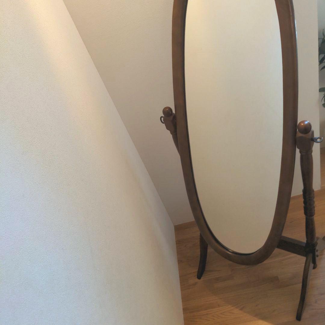 【専用】レトロ姿見　木製オーバルスタンドミラー ブラウンアンティーク　楕円