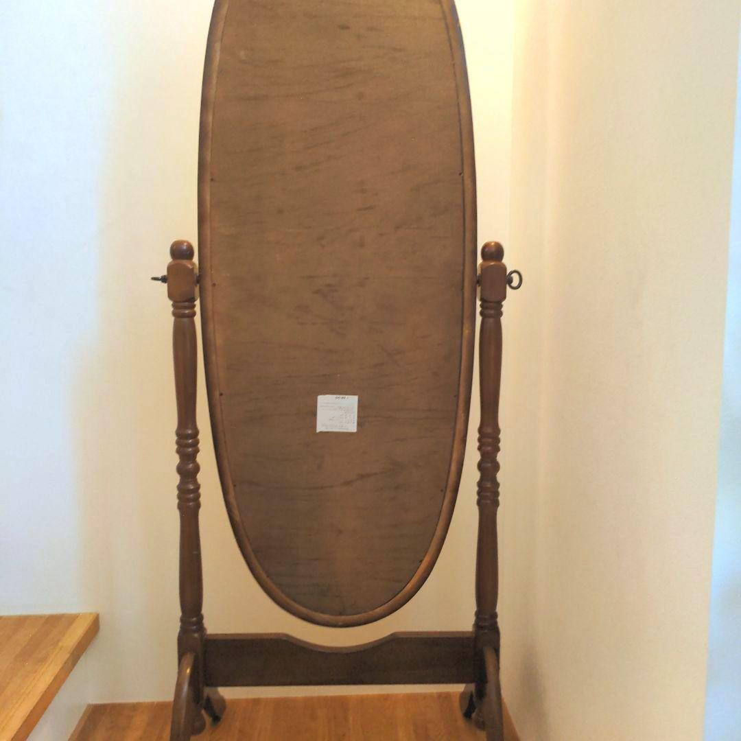【専用】レトロ姿見　木製オーバルスタンドミラー ブラウンアンティーク　楕円