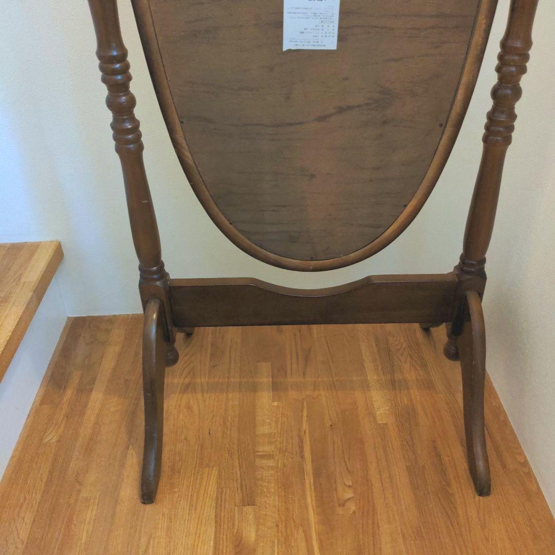 【専用】レトロ姿見　木製オーバルスタンドミラー ブラウンアンティーク　楕円