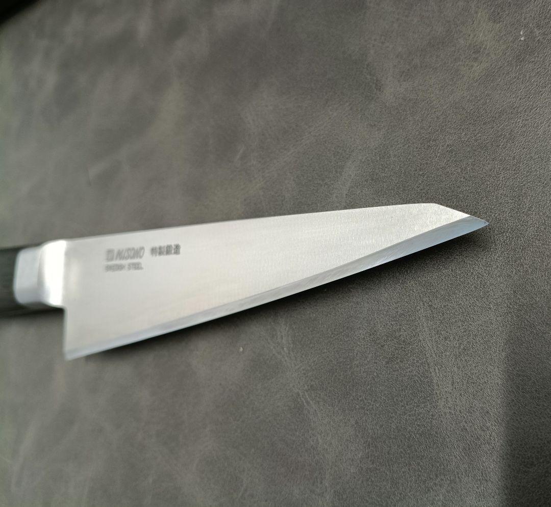 【希少】縞黒檀柄 MISONO ミソノ スウェーデン鋼 骨スキ角 包丁