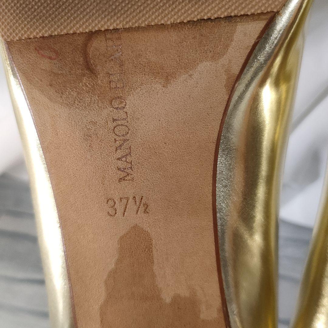 マノロブラニク　フラットパンプス　ゴールド　光沢あり◎　37.5