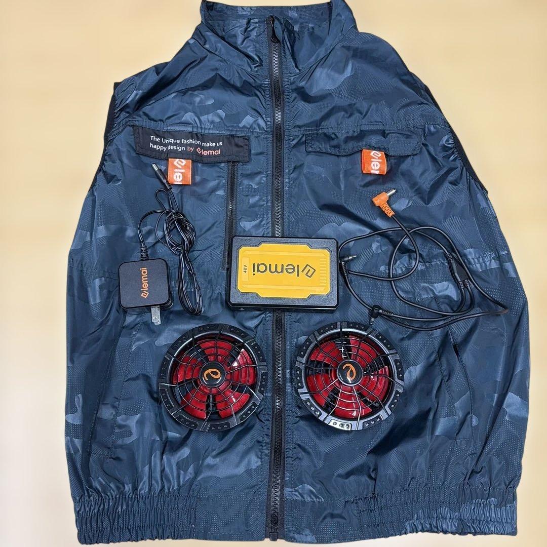 [美品]elemai 2025年モデル空気調節作業服バッテリーファンセット