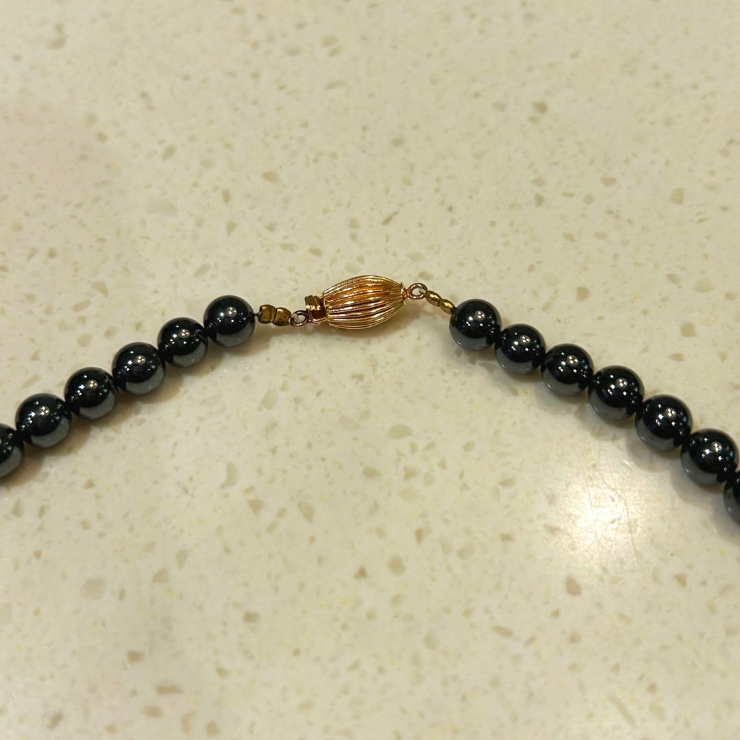 【14K刻印】ヘマタイト ネックレス ゴールドパーツ ヴィンテージ シック