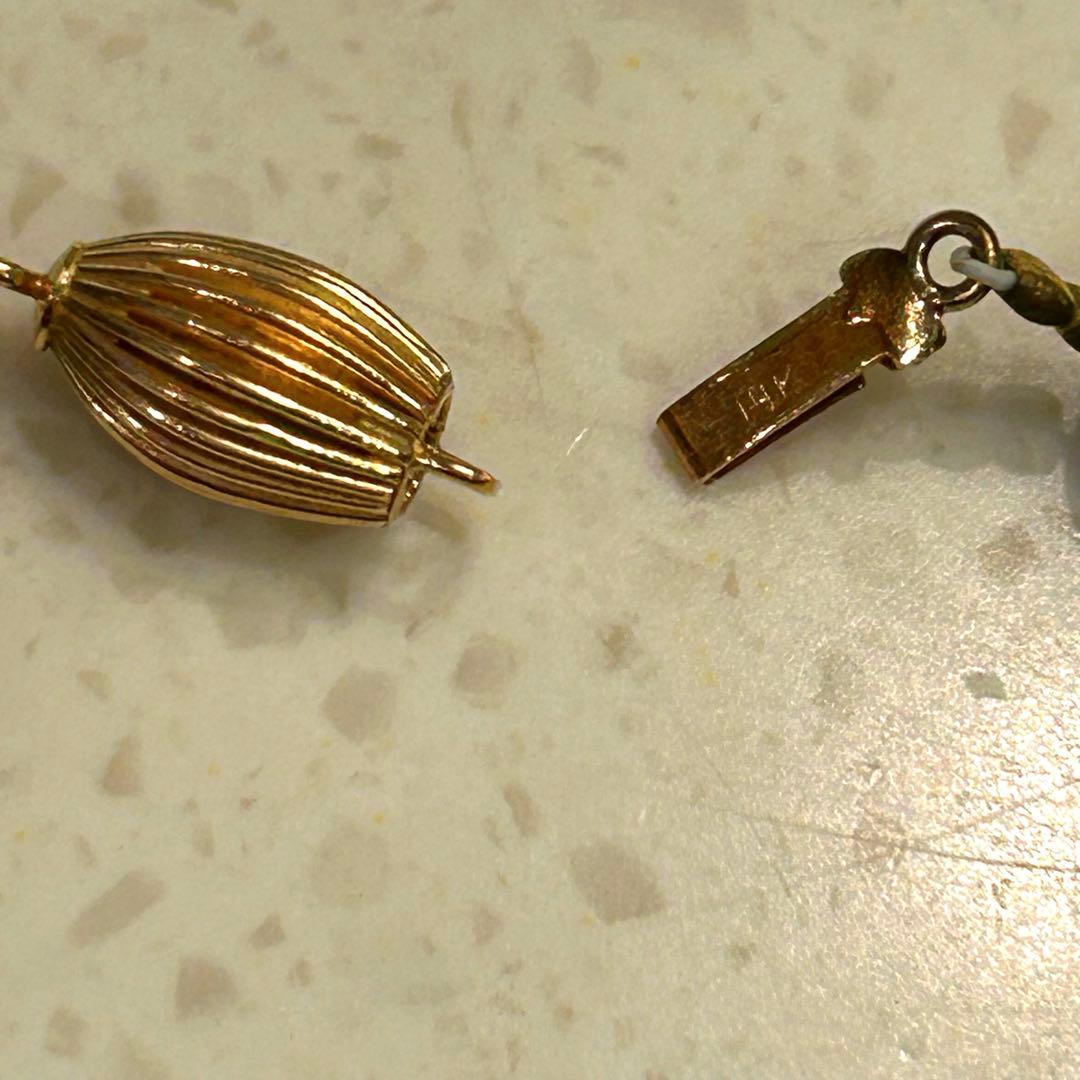 【14K刻印】ヘマタイト ネックレス ゴールドパーツ ヴィンテージ シック