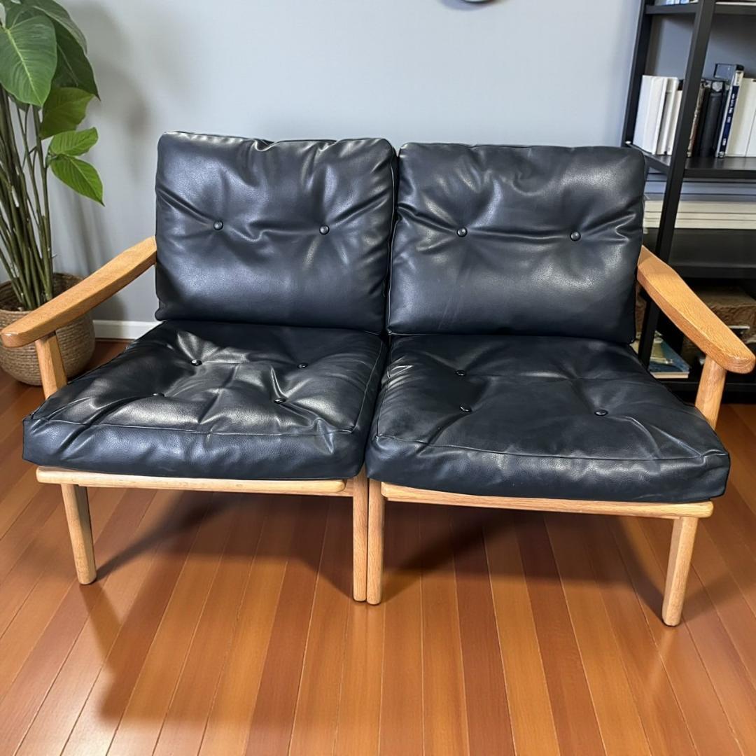 ◇マルニ60 maruni60 オーク フレームチェア 肘掛け有　2掛けソファ