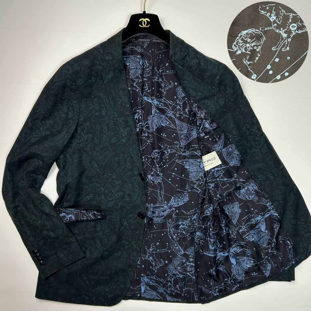 美品✨ XLサイズ ETRO テーラードジャケット ペイズリー柄 裏地 星座柄