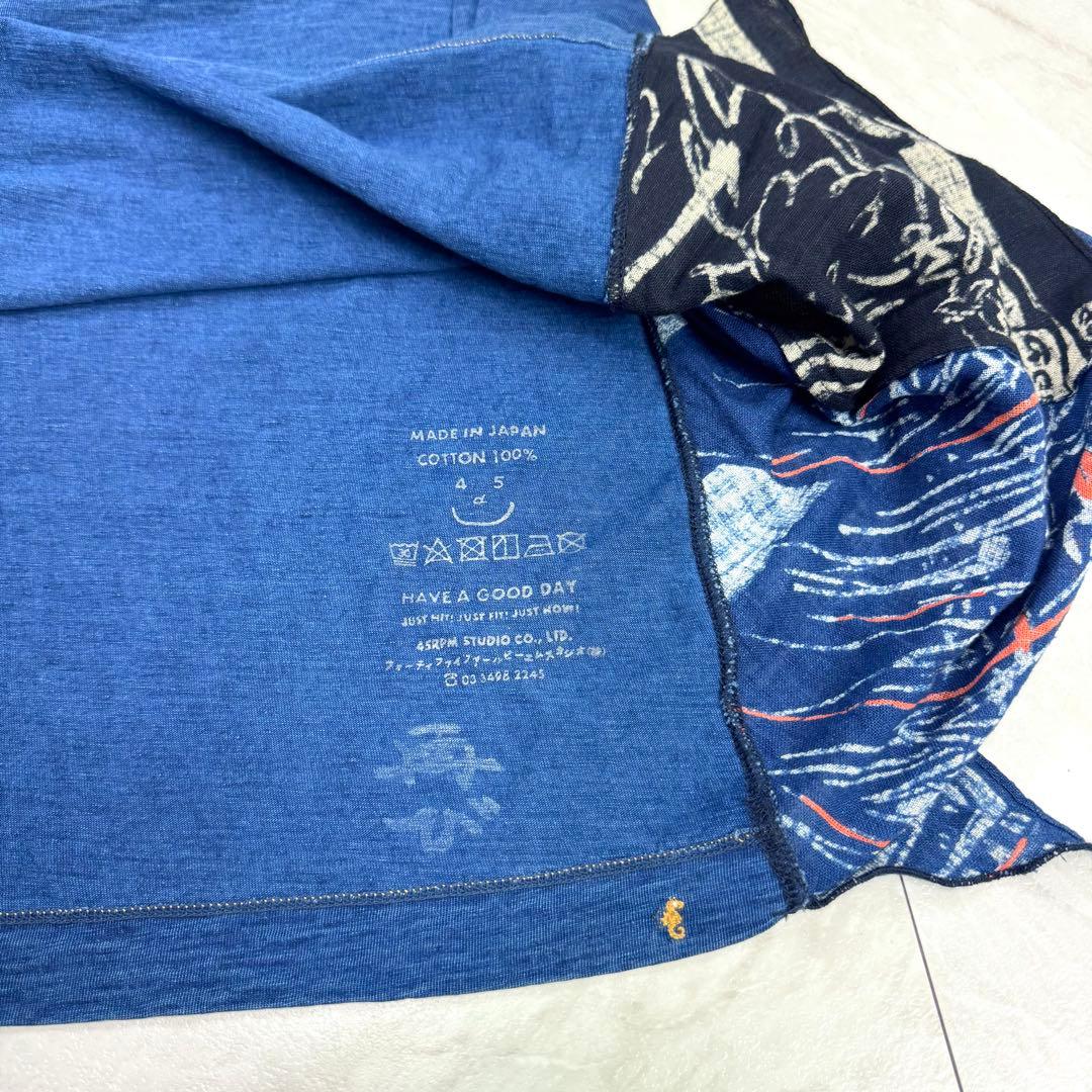 極美品 23AW 45R 23AW バンダナ 藍染 再び カットソー インディゴ