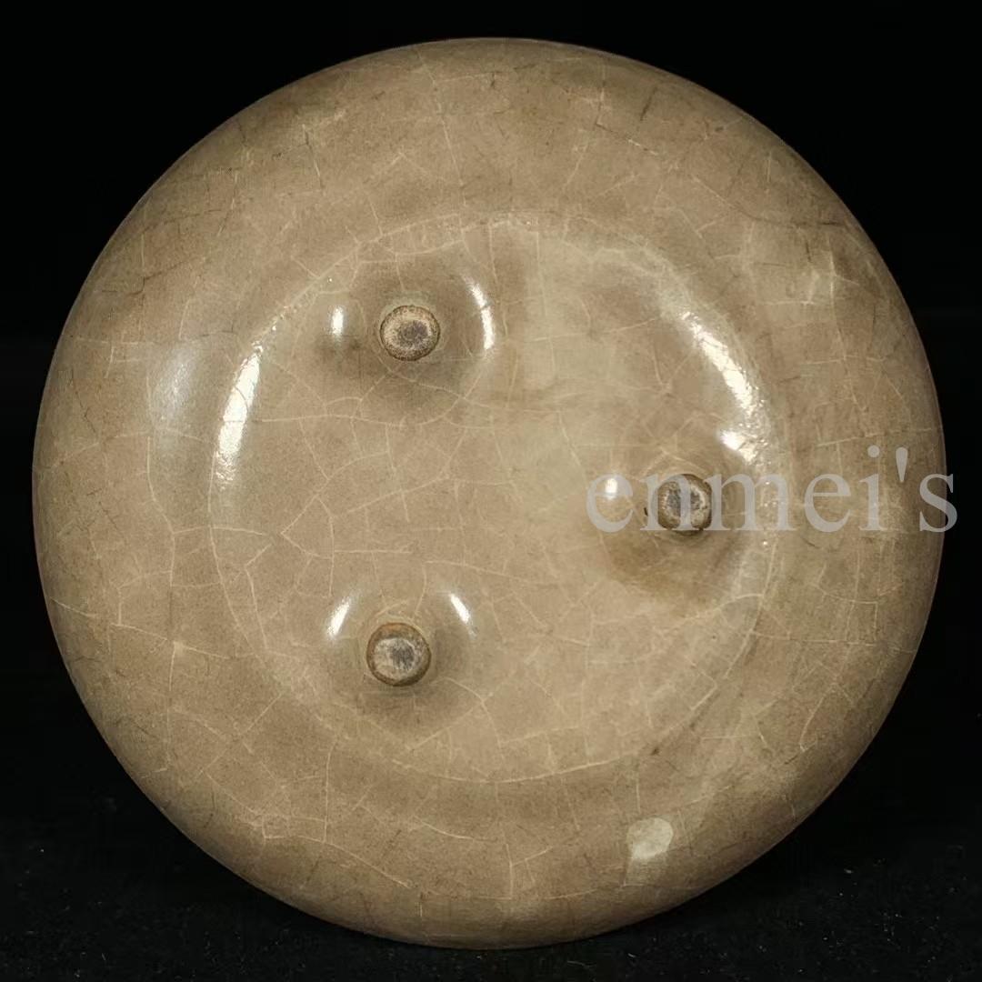 中国古美術・宋代 哥窯 双耳炉 灰青釉・観賞用・香炉・装飾品・縁起物・文房置物