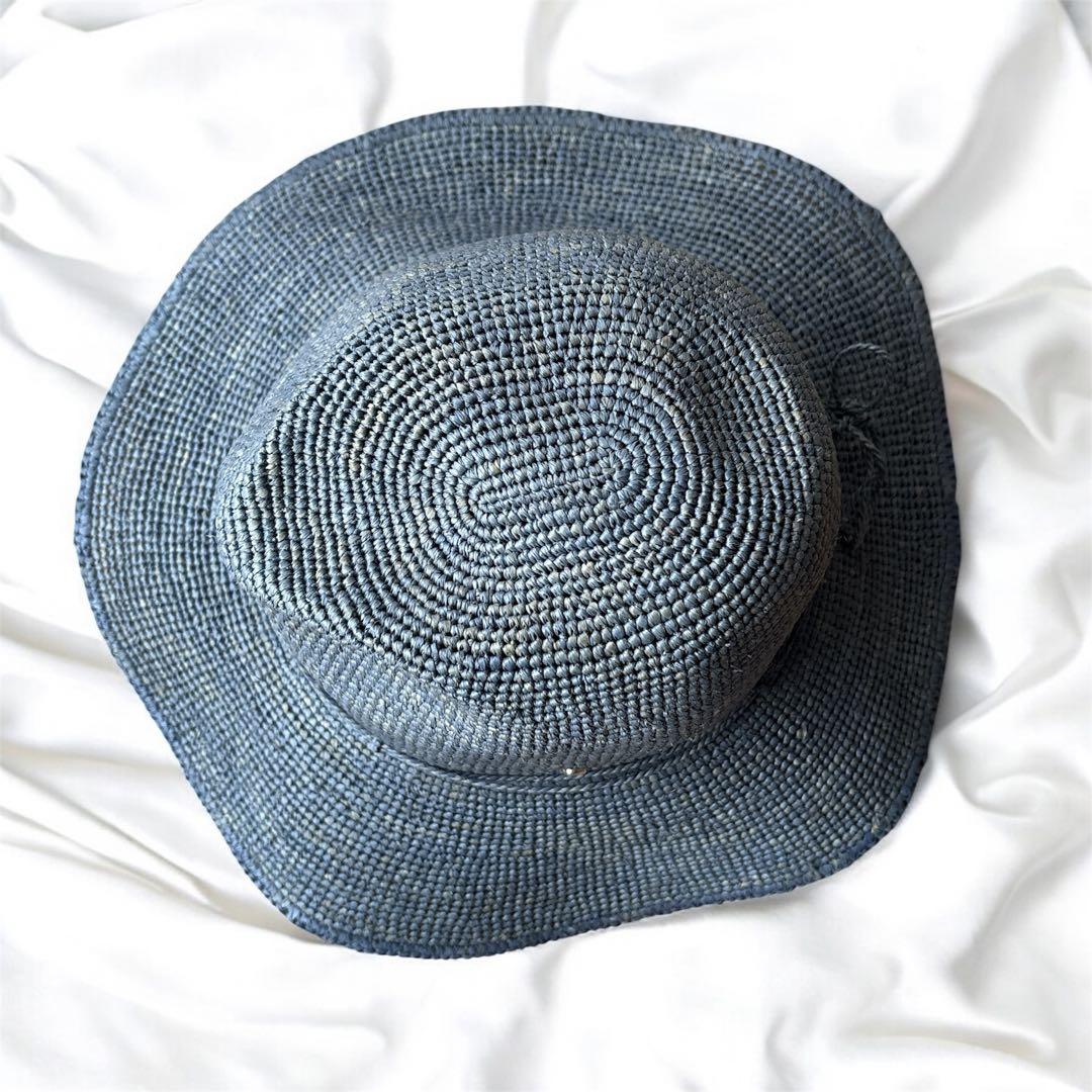 【希少色】ヘレンカミンスキー　ラフィアハット プロヴァンス8 ブルー