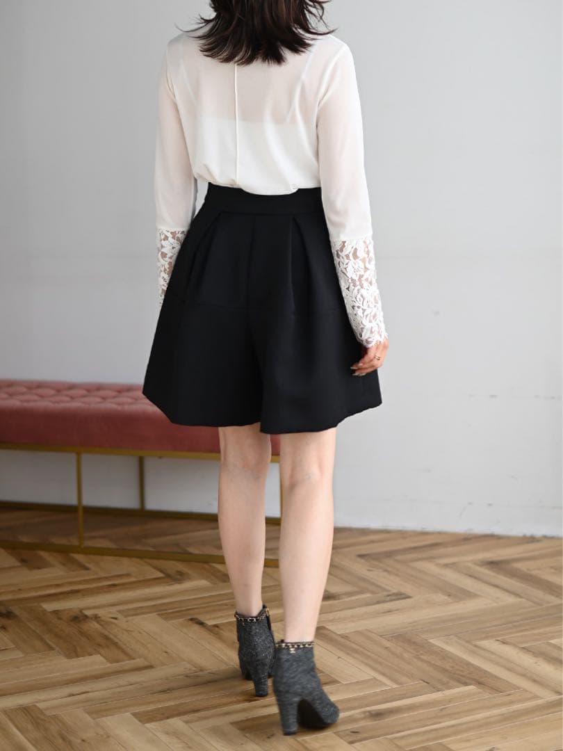 trefle+1 トレフル タックショートパンツ 01 ブラック