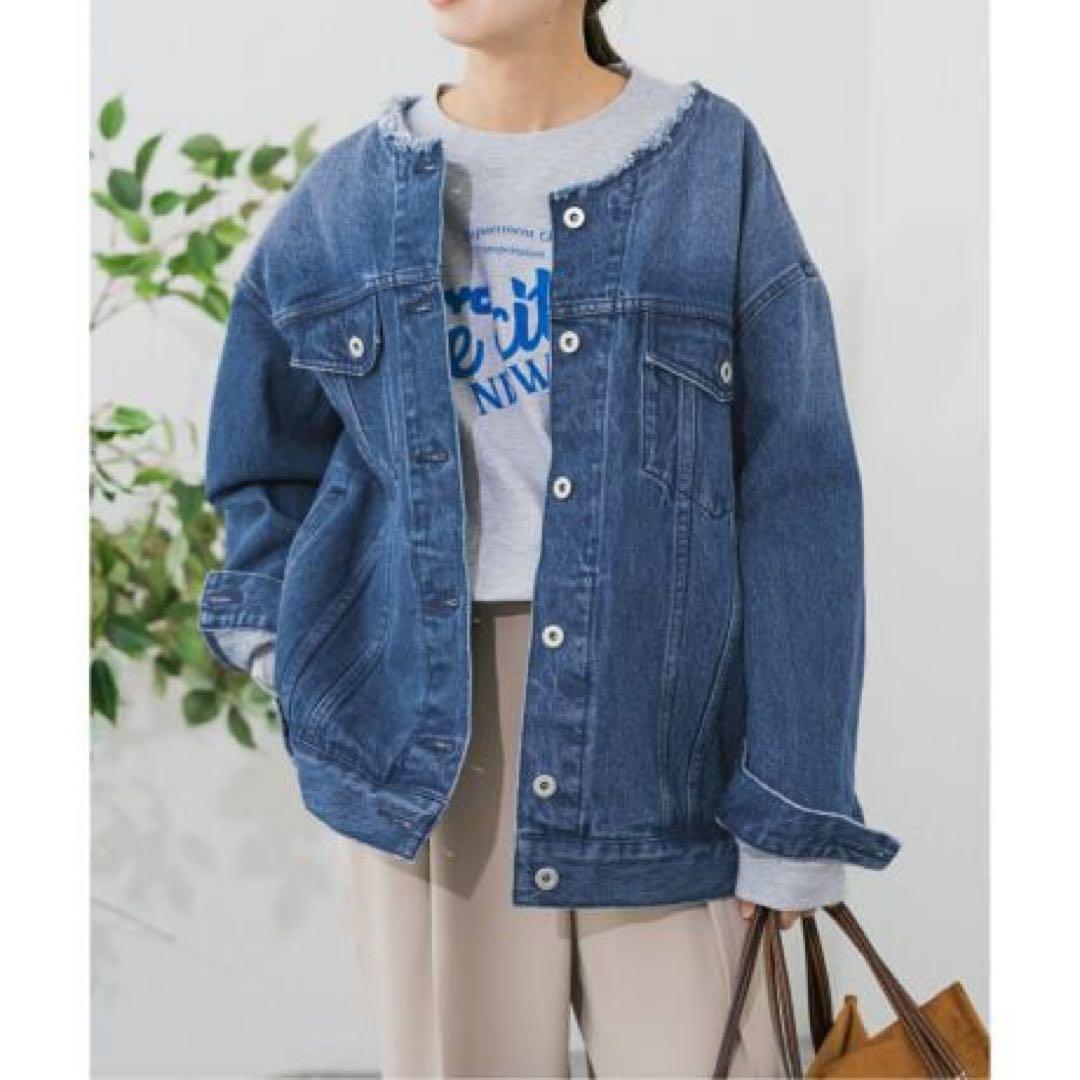 【極美品】2025年 スピックアンドスパン デニムノーカラージャケット 新作