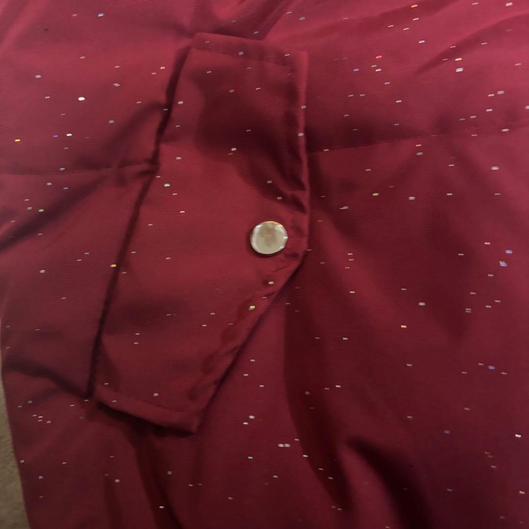 ラメ入り ダウンジャケット 赤 Lサイズ ゴシックロゴ Y2K ストリート 中綿