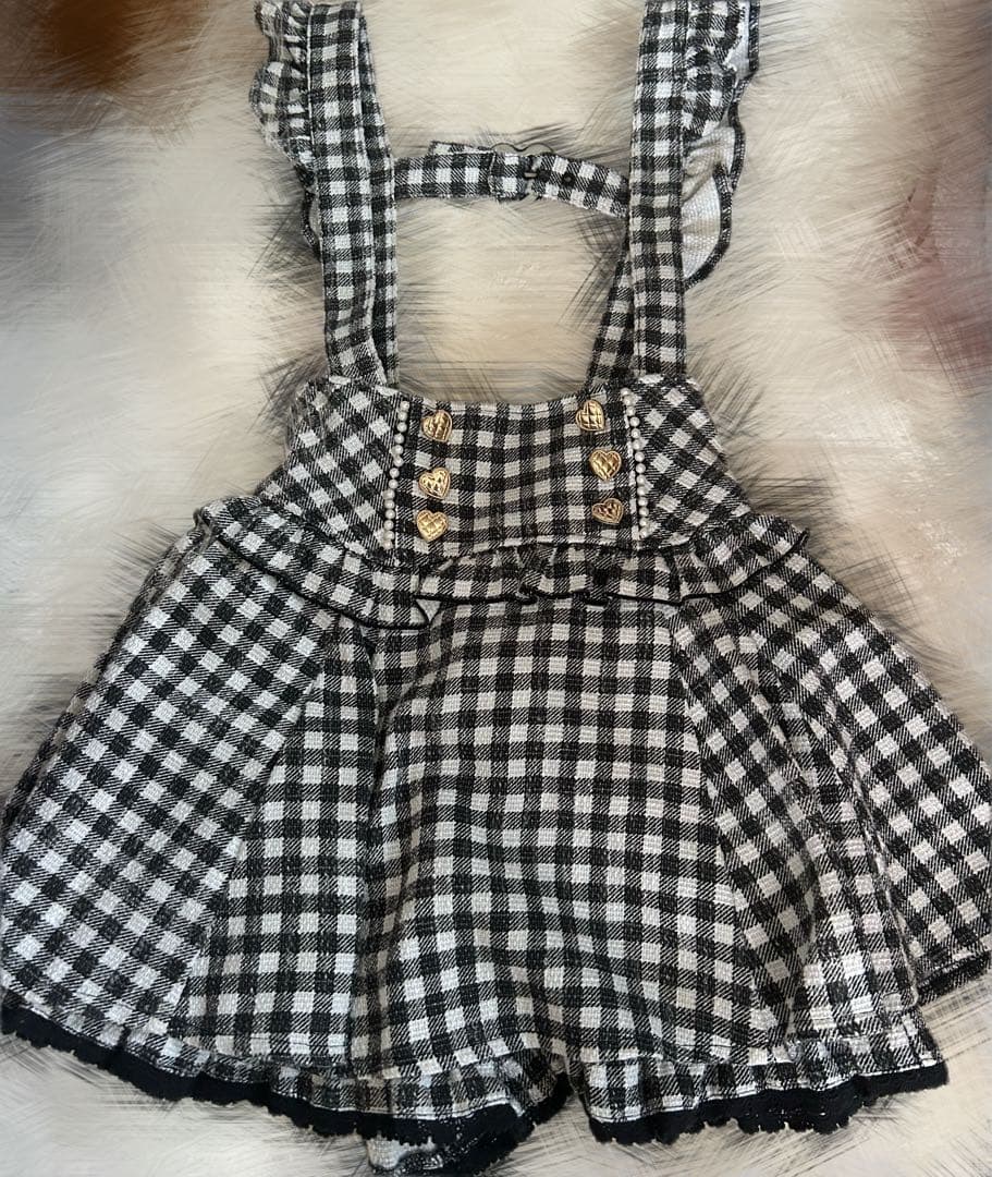 LIZLISA ギンガム ツイード サスペンダー 付スカパン ギンガムチェック