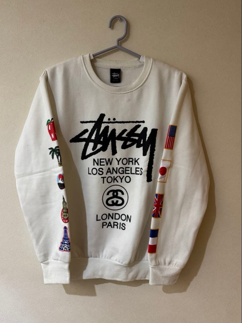 【希少デザイン】00s STUSSY ワールドツアー スウェットL ストリート