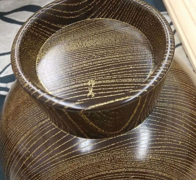 欅神代杢目沈金　合鹿椀　輪島塗　5脚　新品未使用　福田作美作