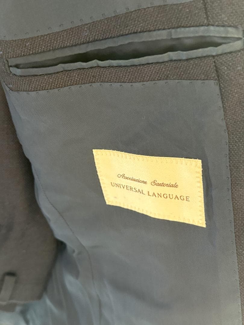 ユニバーサルランゲージ DORMEUIL ネイビー　３つボタンスーツ　M