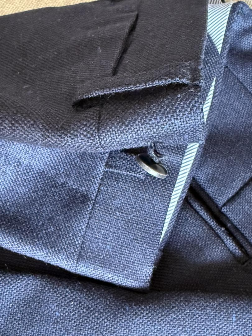 ユニバーサルランゲージ DORMEUIL ネイビー　３つボタンスーツ　M