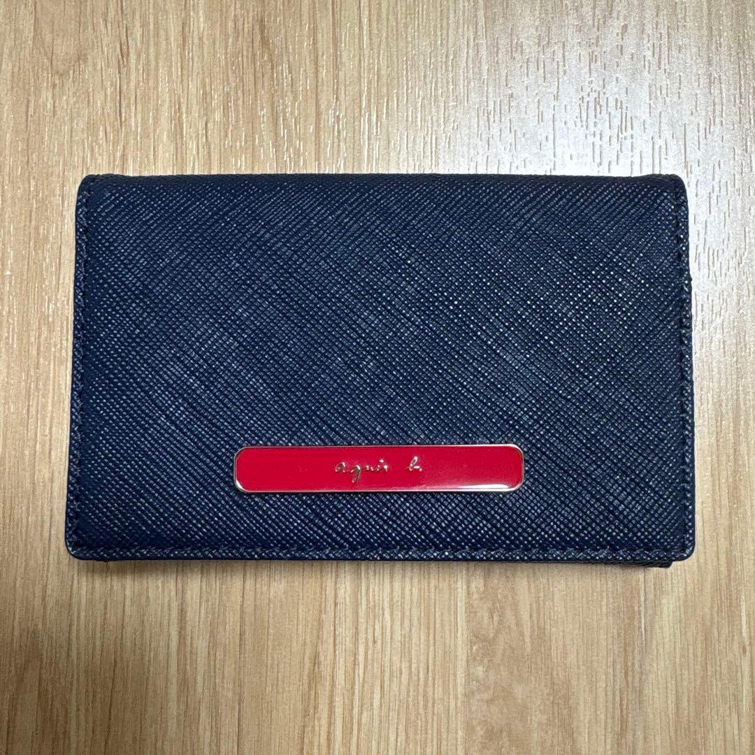 agnès b. 名刺入れ ネイビー レッド