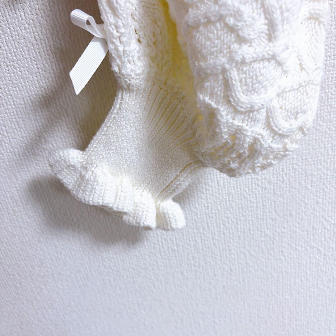 LIZLISA✨クロップド透かしセーラーカーディガン　ハート　リボン　ケーブル